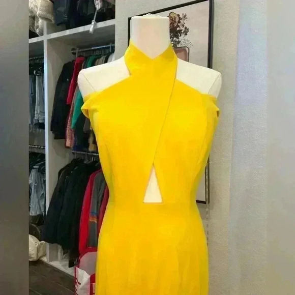 Jasz Couture - Cross Halter Mermaid Gown 6238. Bright Yellow Size 2 (Worn Once) - Picture 9 of 12